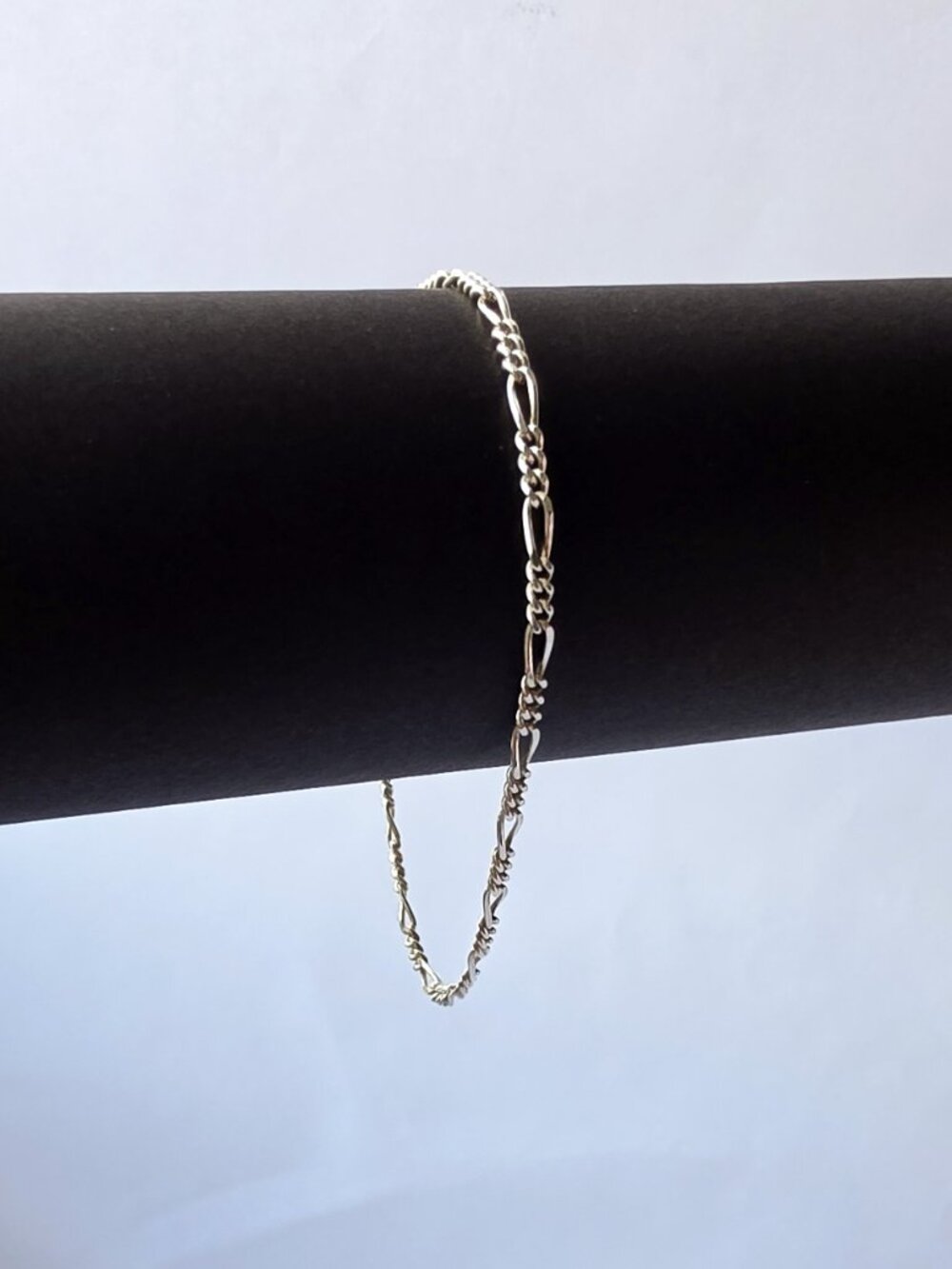 Sterling Silver 925 Vintage Italy Figaro Chain Bracelet 7.25"